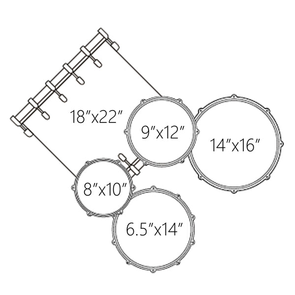 Dixon Spark Birch SPB522WW Drum Set 5 Piece Complete with Hardware Waves White