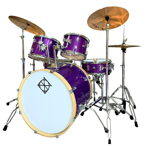Dixon Spark SP522APPS Drum Set Complete Standard 5 Piece Drum Kit Bundle Purple Sparkle