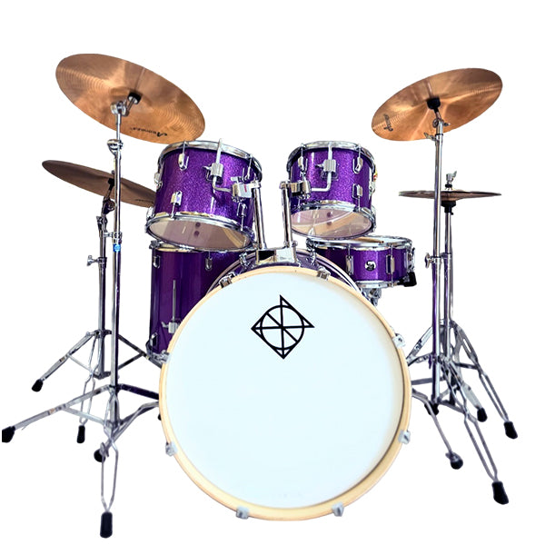 Dixon Spark SP522APPS Drum Set Complete Standard 5 Piece Drum Kit Bundle Purple Sparkle