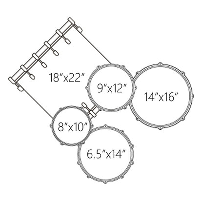 Dixon Spark Birch SPB522SB Drum Set 5 Piece Complete with Hardware Satin Black