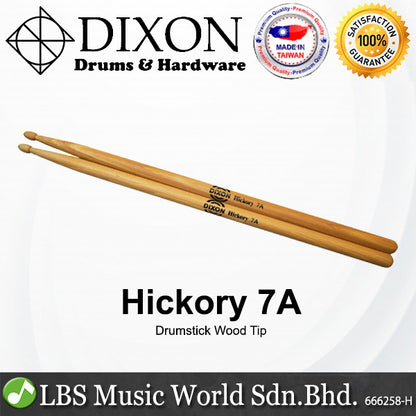 Dixon Drumstick Hickory Series Wood Tip Drum Stick - 3A 7A 9A 11A 110A