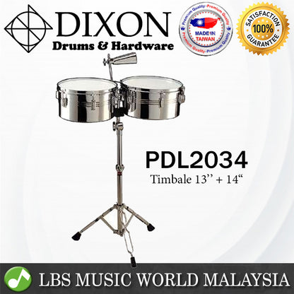 Dixon PDL2034 Timbales Set 13 Inch and 14 Inch Steel Shells with Stand (PDL 2034)