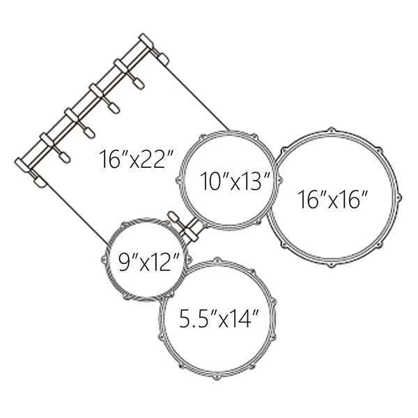 Dixon Spark SP522ARO Drum Set Complete Standard 5 Piece Drum Kit Bundle Oak Wrap