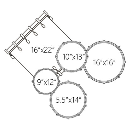 Dixon Spark SP522ARO Drum Set Complete Standard 5 Piece Drum Kit Bundle Oak Wrap