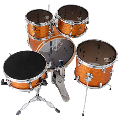 Dixon PODJSP516PK Jet Set Plus 5 Pieces Acoustic Drum Kit Set  - Orange Sparkle