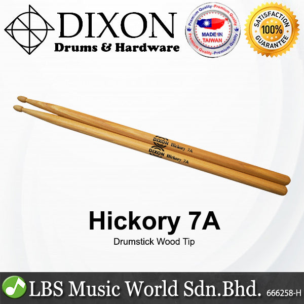Dixon Drumstick Hickory Series Wood Tip Drum Stick - 3A 7A 9A 11A 110A