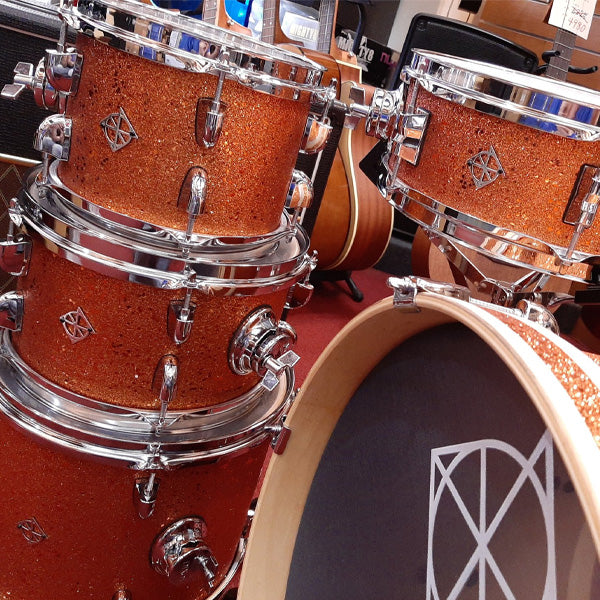 Dixon PODJSP516PK Jet Set Plus 5 Pieces Acoustic Drum Kit Set  - Orange Sparkle