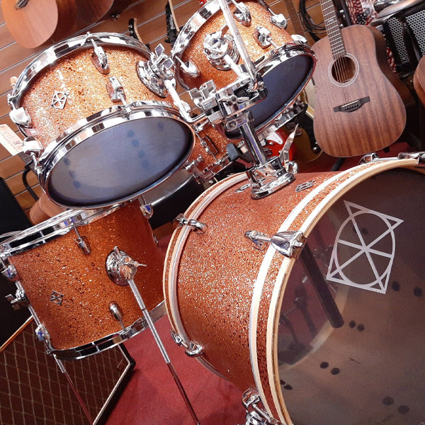 Dixon PODJSP516PK Jet Set Plus 5 Pieces Acoustic Drum Kit Set  - Orange Sparkle