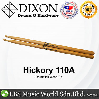 Dixon Drumstick Hickory Series Wood Tip Drum Stick - 3A 7A 9A 11A 110A
