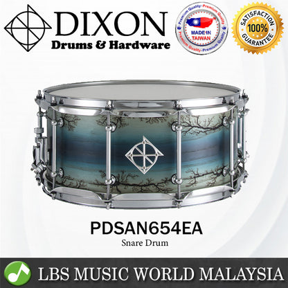 Dixon PDSAN654EA 6.5 X 14 Inch Artisan Chrome Hardware Snare Drum - Enchanted Electric Blue Burst