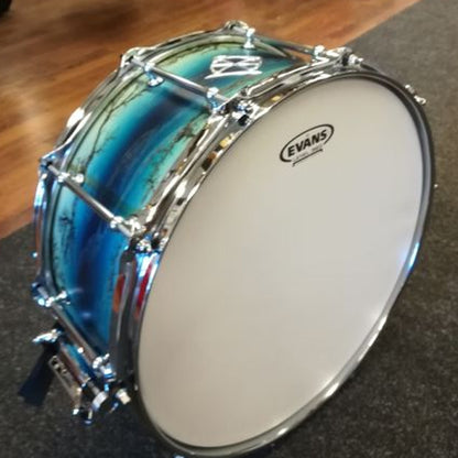 Dixon PDSAN654EA 6.5 X 14 Inch Artisan Chrome Hardware Snare Drum - Enchanted Electric Blue Burst