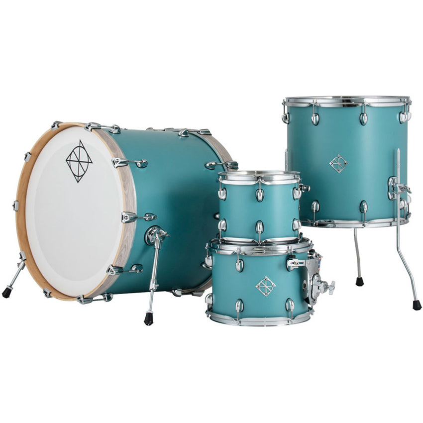 Dixon PODCSTM422 Cornerstone 4 Pieces Drum Kit Set Maple Shell - Satin Quetzal Blue (Drum Shell Pack)