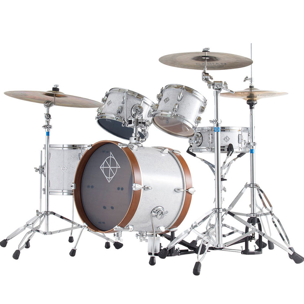 Dixon PODJ516PKSZW-WB Jet Set Plus 5 Piece Acoustic Hybrid 2 Side Drum Kit Set with Hardware Pack - Sun Zero White