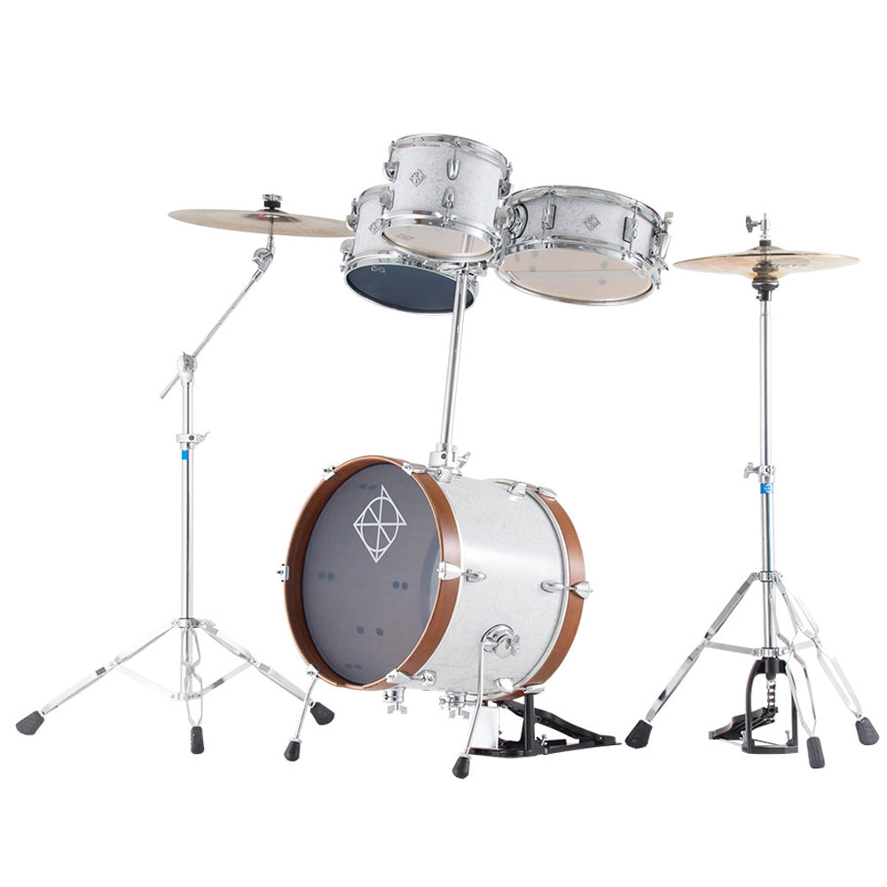Dixon PODJ516PKSZW-WB Jet Set Plus 5 Piece Acoustic Hybrid 2 Side Drum Kit Set with Hardware Pack - Sun Zero White