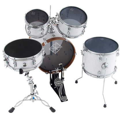 Dixon PODJ516PKSZW-WB Jet Set Plus 5 Piece Acoustic Hybrid 2 Side Drum Kit Set with Hardware Pack - Sun Zero White