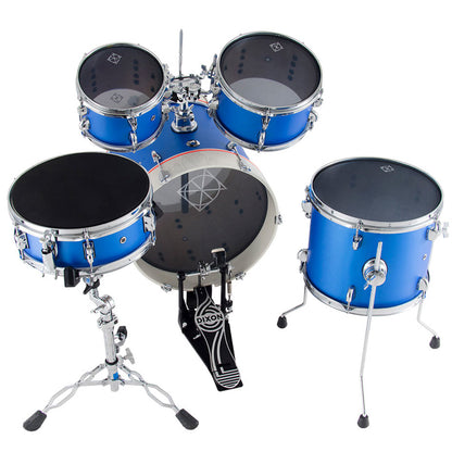 Dixon PODJ516PKSPB-WB Jet Set Plus 5 Piece Acoustic Hybrid 2 Side Drum Kit Set with Hardware Pack - Street Play Blue