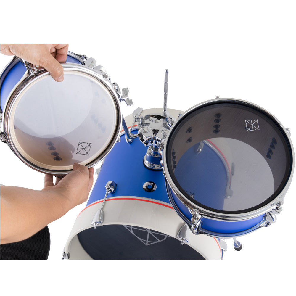 Dixon PODJ516PKSPB-WB Jet Set Plus 5 Piece Acoustic Hybrid 2 Side Drum Kit Set with Hardware Pack - Street Play Blue