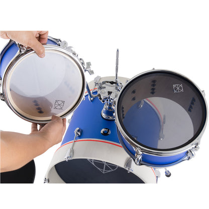 Dixon PODJ516PKSPB-WB Jet Set Plus 5 Piece Acoustic Hybrid 2 Side Drum Kit Set with Hardware Pack - Street Play Blue