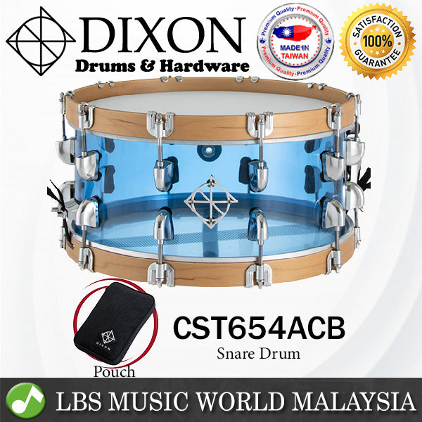 Dixon PDSCST654ACB 14 Inch X 6.5 Inch See Through Blue Acrylic Cornerstone Snare Drum (CST654 ACB)
