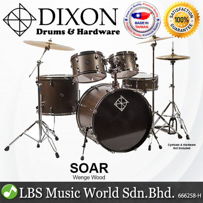 Dixon Soar Series 5 Piece Drum Kit Mahagony Shell 22" Kick with MS-X Istanbul Cymbal Set (Wenge Wood)