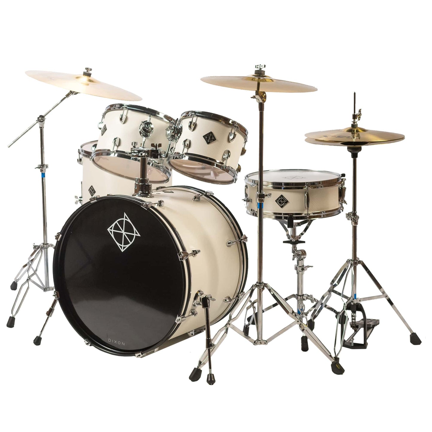 Dixon Soar Series 5 Piece Drum Kit Mahagony Shell 22" Kick with MS-X Istanbul Cymbal Set (Tech White)