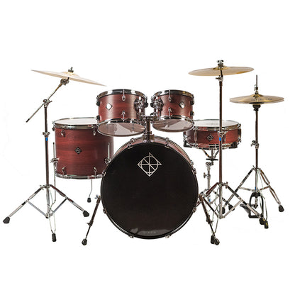 Dixon Soar Series 5 Piece Drum Kit Mahagony Shell 22" Kick with MS-X Istanbul Cymbal Set (Red Wood)