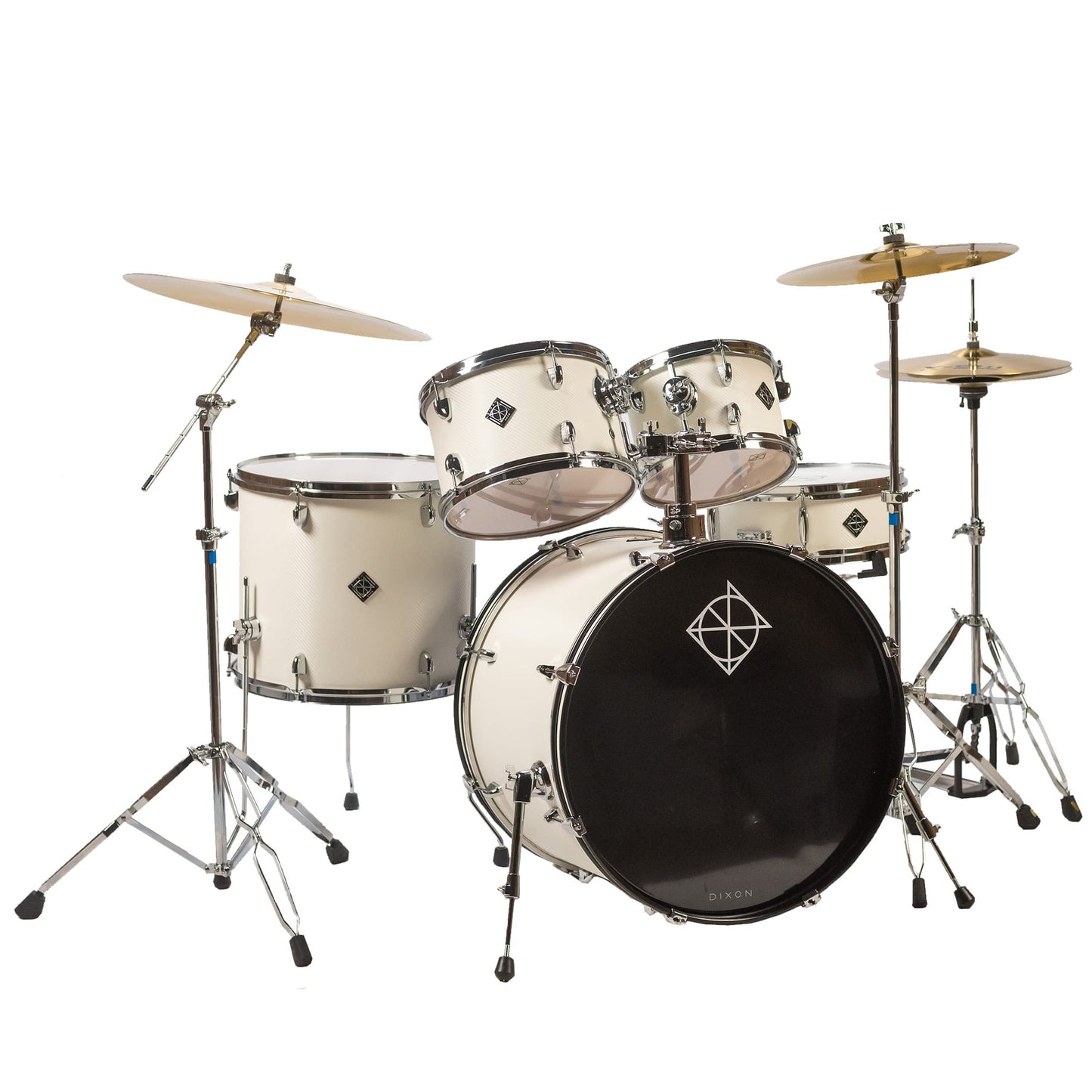Dixon Soar Series 5 Piece Drum Kit Mahagony Shell 22" Kick with MS-X Istanbul Cymbal Set (Tech White)