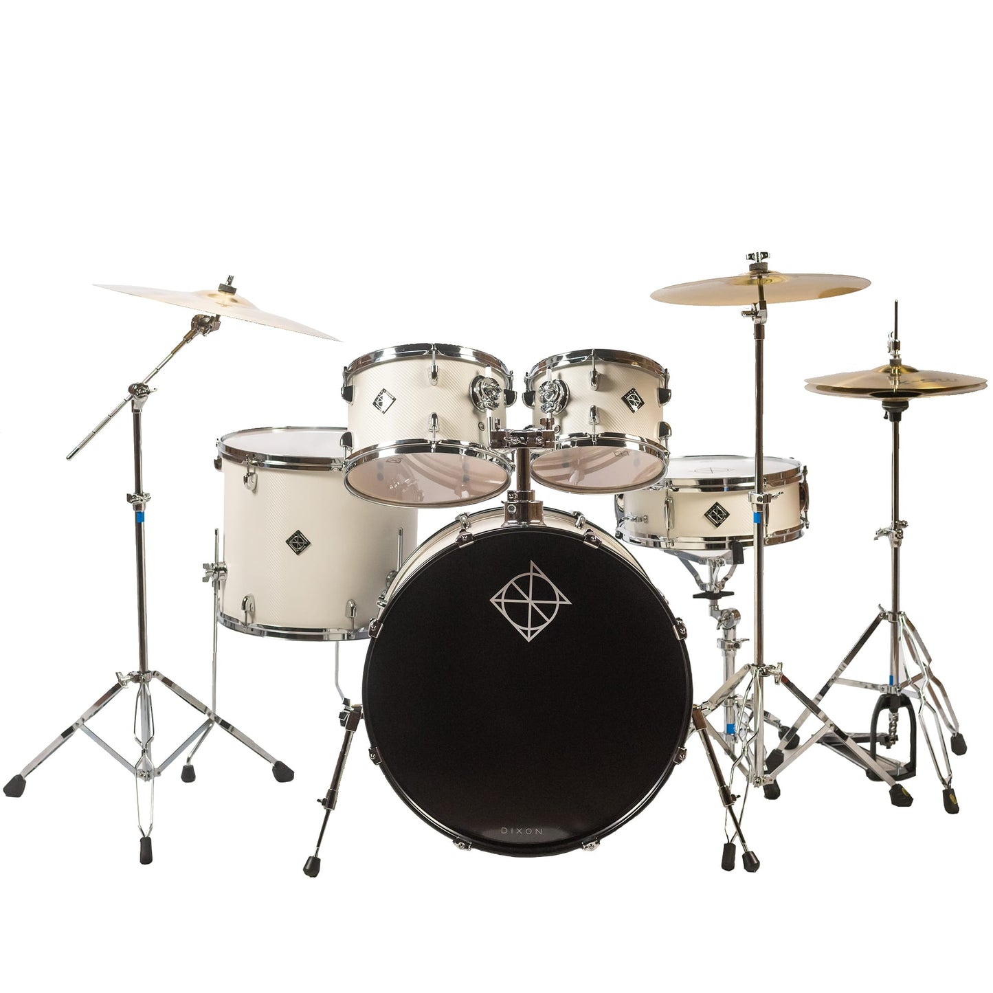Dixon Soar Series 5 Piece Drum Kit Mahagony Shell 22" Kick with MS-X Istanbul Cymbal Set (Tech White)