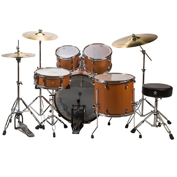 Dixon Soar Series 5 Piece Drum Kit Mahagony Shell 22" Kick with MS-X Istanbul Cymbal Set (Cherry Wood)