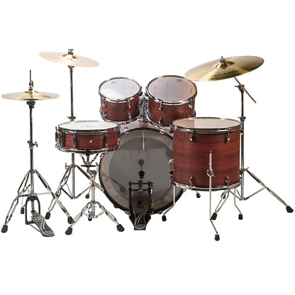 Dixon Soar Series 5 Piece Drum Kit Mahagony Shell 22" Kick with MS-X Istanbul Cymbal Set (Red Wood)