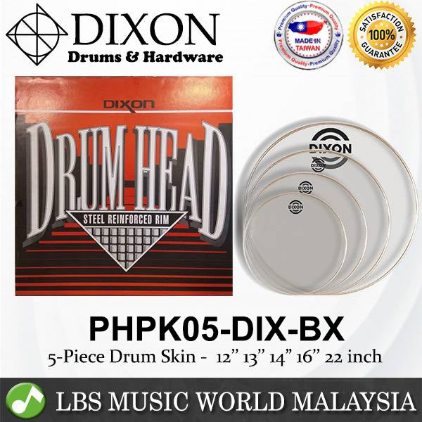 Dixon PHPK05-DIX-BX 5 Piece Drum Set Skin Head Drumhead (12 13 14 16 22 inch)