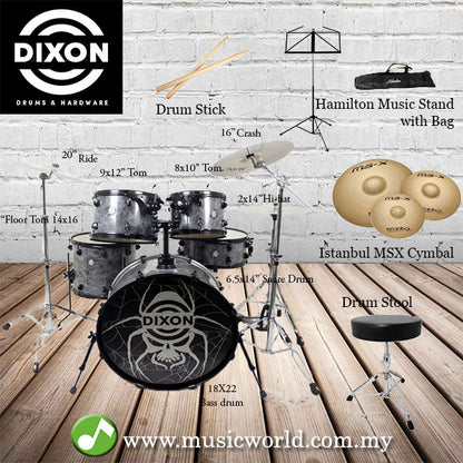 [Discontinued] Dixon Drum Set Black Widow Drum Kit