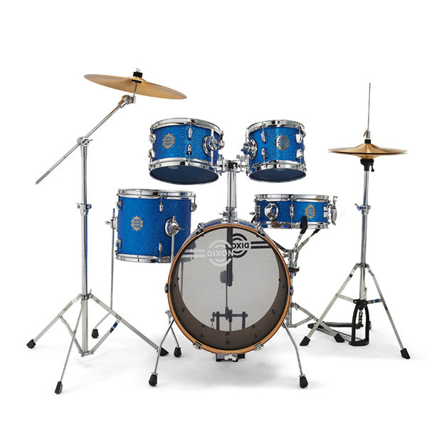 DIXON Drum Set Jet Set Plus Silent Drum set Blue Sparkle Travel Drum Kit