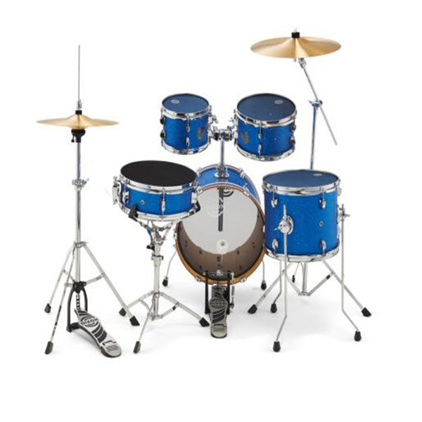 DIXON Drum Set Jet Set Plus Silent Drum set Blue Sparkle Travel Drum Kit