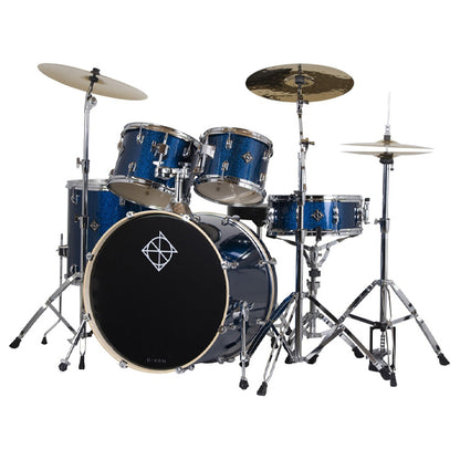 Dixon Spark SP520AOBS Drum Set Complete Standard 5 Piece Drum Kit Bundle Ocean Blue Sparkle