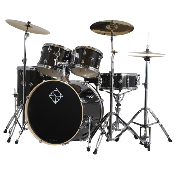 Dixon Spark SP522AMBK Drum Set Complete Standard 5 Piece Drum Kit Bundle Misty Black