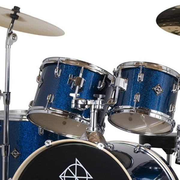 Dixon Spark SP520AOBS Drum Set Complete Standard 5 Piece Drum Kit Bundle Ocean Blue Sparkle