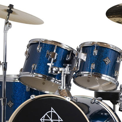 Dixon Spark SP520AOBS Drum Set Complete Standard 5 Piece Drum Kit Bundle Ocean Blue Sparkle