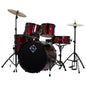 Dixon Spark SP522AWR Drum Set Complete Standard 5 Piece Drum Kit Bundle Wine Red
