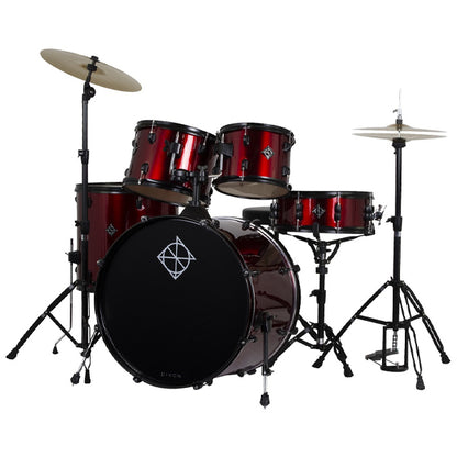 Dixon Spark SP520AWR Drum Set Complete Standard 5 Piece Drum Kit Bundle Wine Red