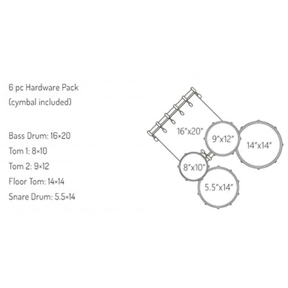 Dixon Spark SP520AWR Drum Set Complete Standard 5 Piece Drum Kit Bundle Wine Red