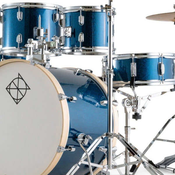 Dixon Spark SP522AOBS Drum Set Complete Standard 5 Piece Drum Kit Bundle Ocean Blue Sparkle
