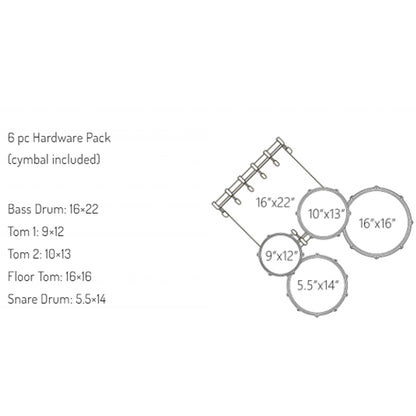 Dixon Spark SP522AGM Drum Set Complete Standard 5 Piece Drum Kit Bundle Gun Metal