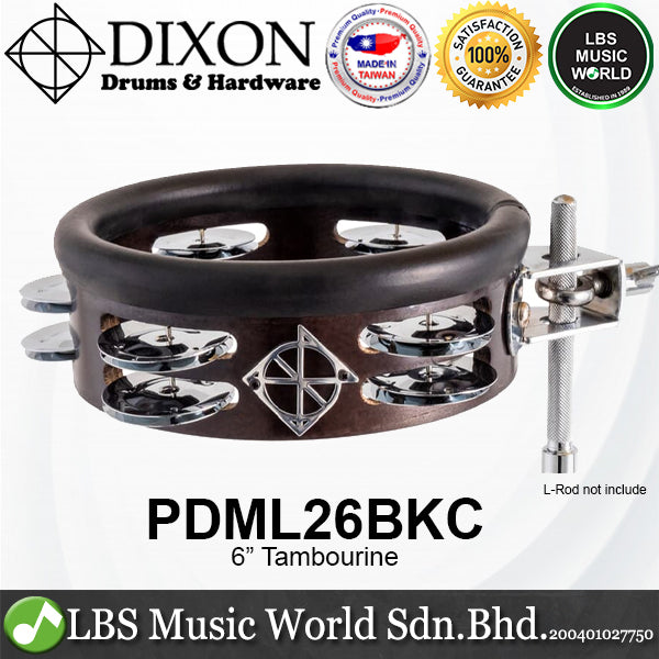 Dixon PDML26BKC 6" Wood Tambourine Black Coal Finish