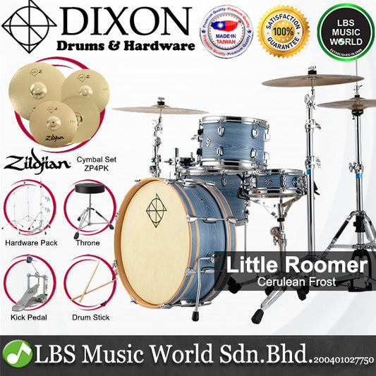 Dixon PODL520PK1CF Little Roomer 5 Pieces  Drum Set Full Package with Hardware and Cymbal - Cerulean Frost