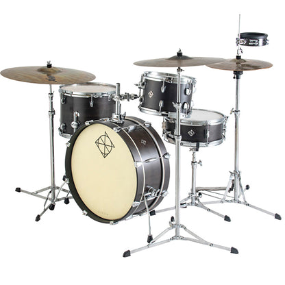 Dixon PODL520PK1BKC Little Roomer 5 Pieces Drum Set Full Package with Hardware and Cymbal - Black Coal