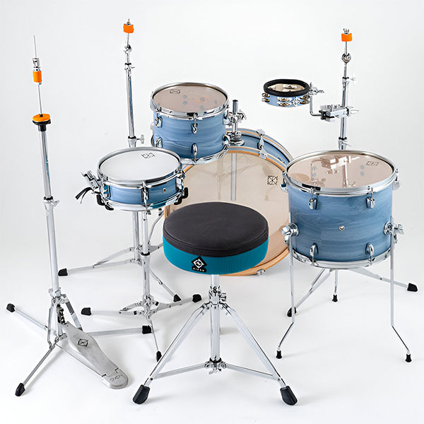 Dixon PODL520PK1CF Little Roomer 5 Pieces  Drum Set Full Package with Hardware and Cymbal - Cerulean Frost