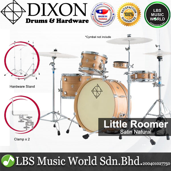 Dixon PODL520PK1SN Little Roomer 5 Pieces  Drum Set Full Package with Hardware and Cymbal - Satin Natural