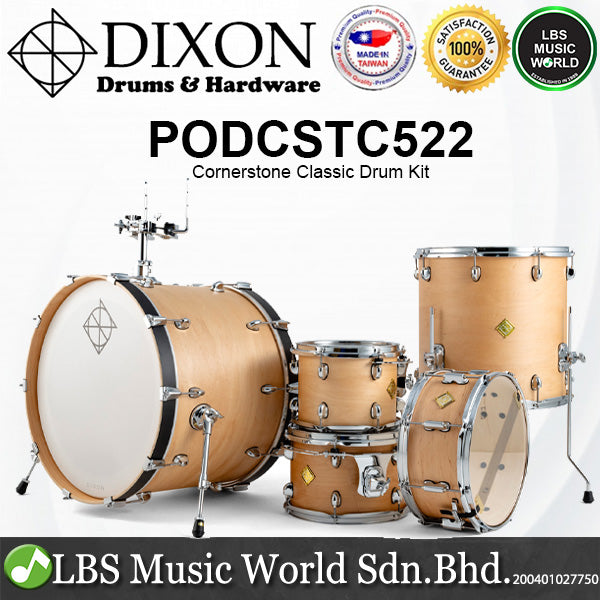 Dixon CSTC522SN Cornerstone Classic 5 Pieces Hybrid Maple Drum Kit Set - Natural Satin