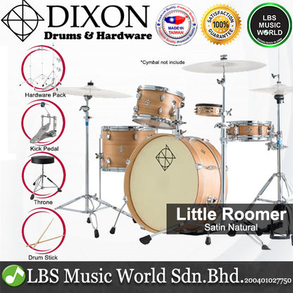 Dixon PODL520PK1SN Little Roomer 5 Pieces  Drum Set Full Package with Hardware and Cymbal - Satin Natural
